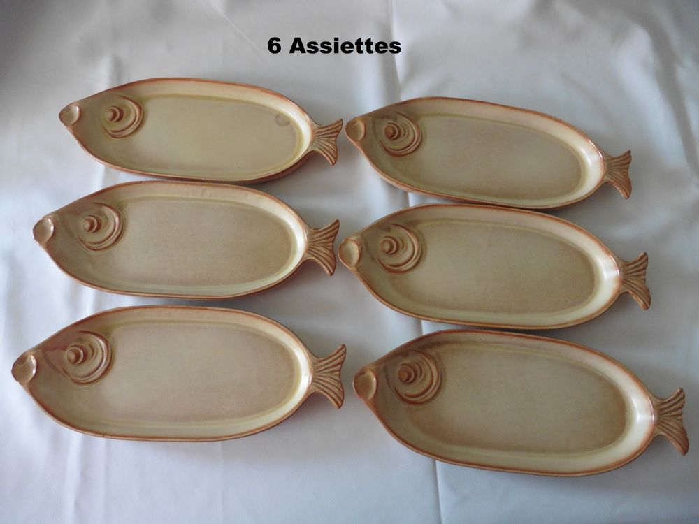 Assiettes Plat - Forme poisson - Vintage Cuisine