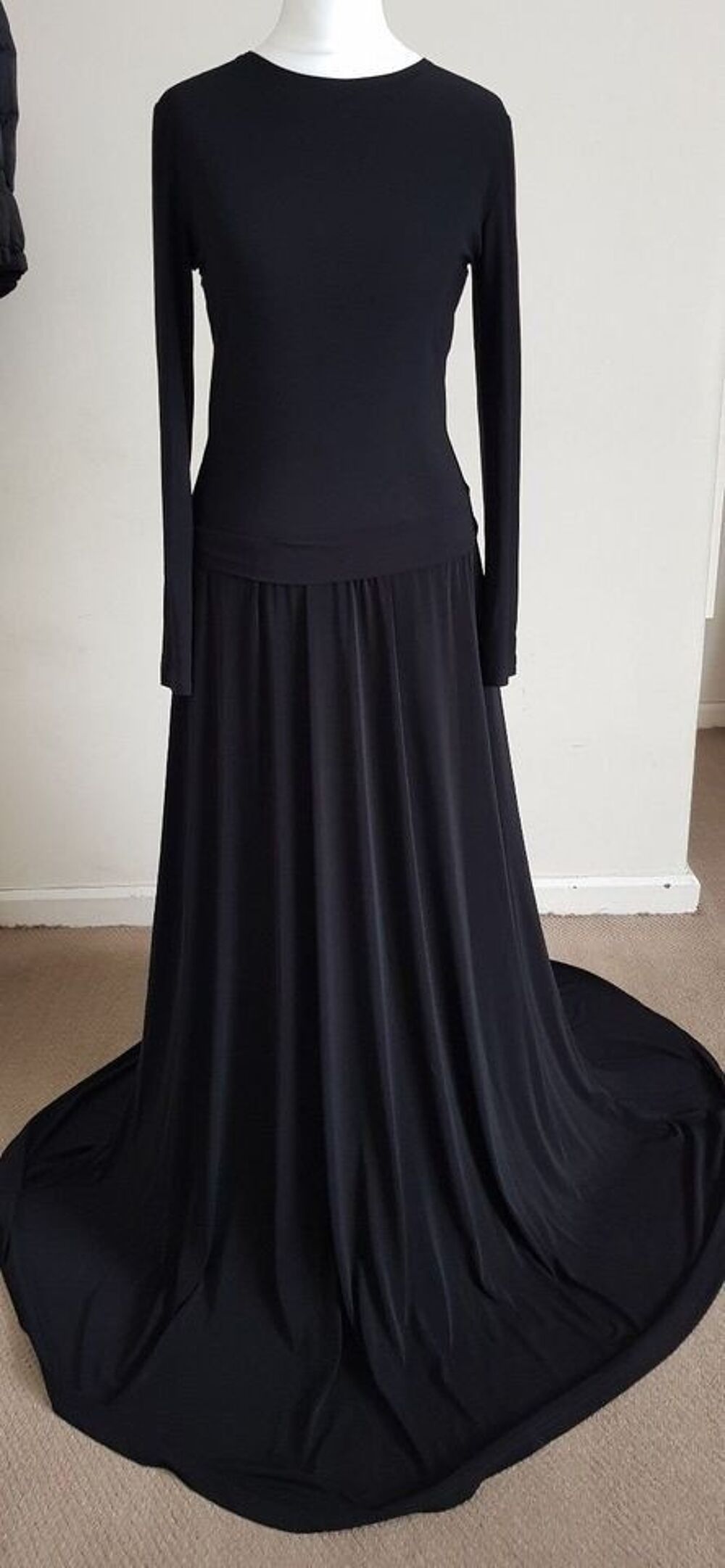 Robe De Soir&eacute;e Longue Noire Boh&egrave;me Chic T 38 Vintage Vtements