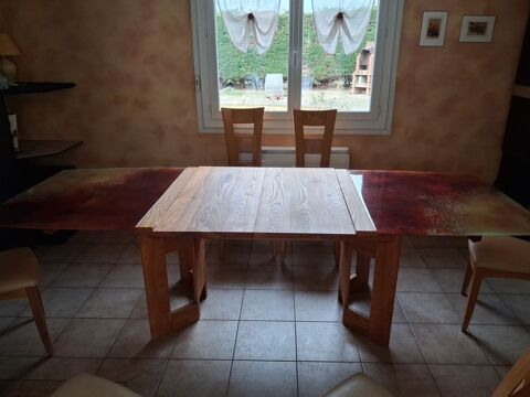 Table design en verre fusion extensible + 6 chaises en hêtre 600 Corbas (69)