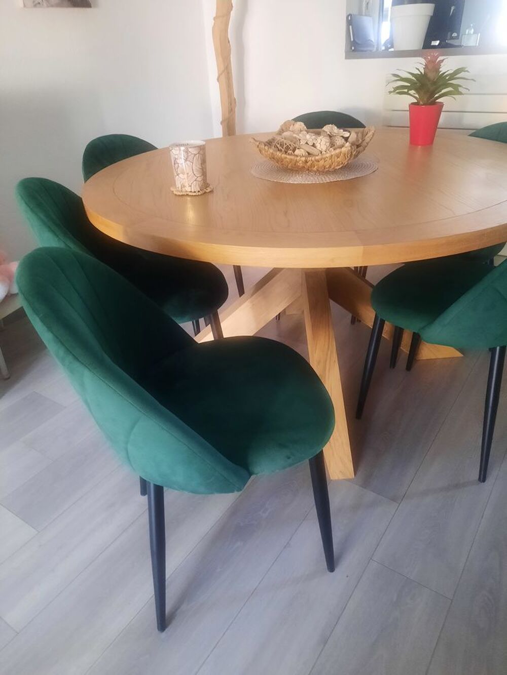 6 chaises velours vert Meubles