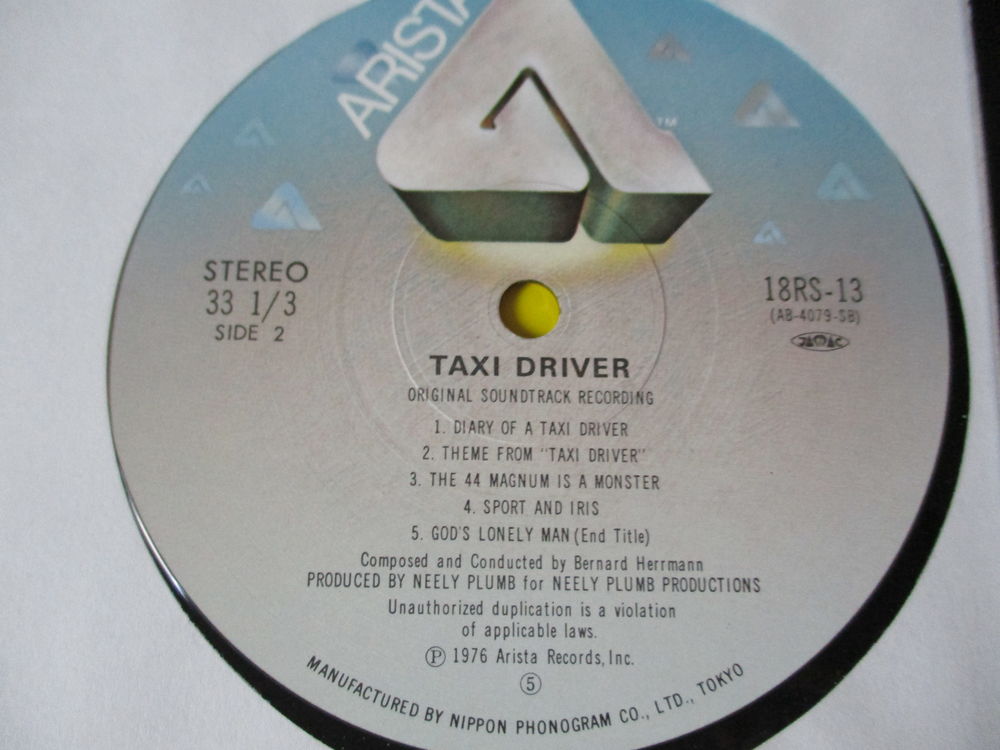 TAXI DRIVER 33 TOURS BOF BERNARD HERRMAN SCORCESE DE NIRO CD et vinyles