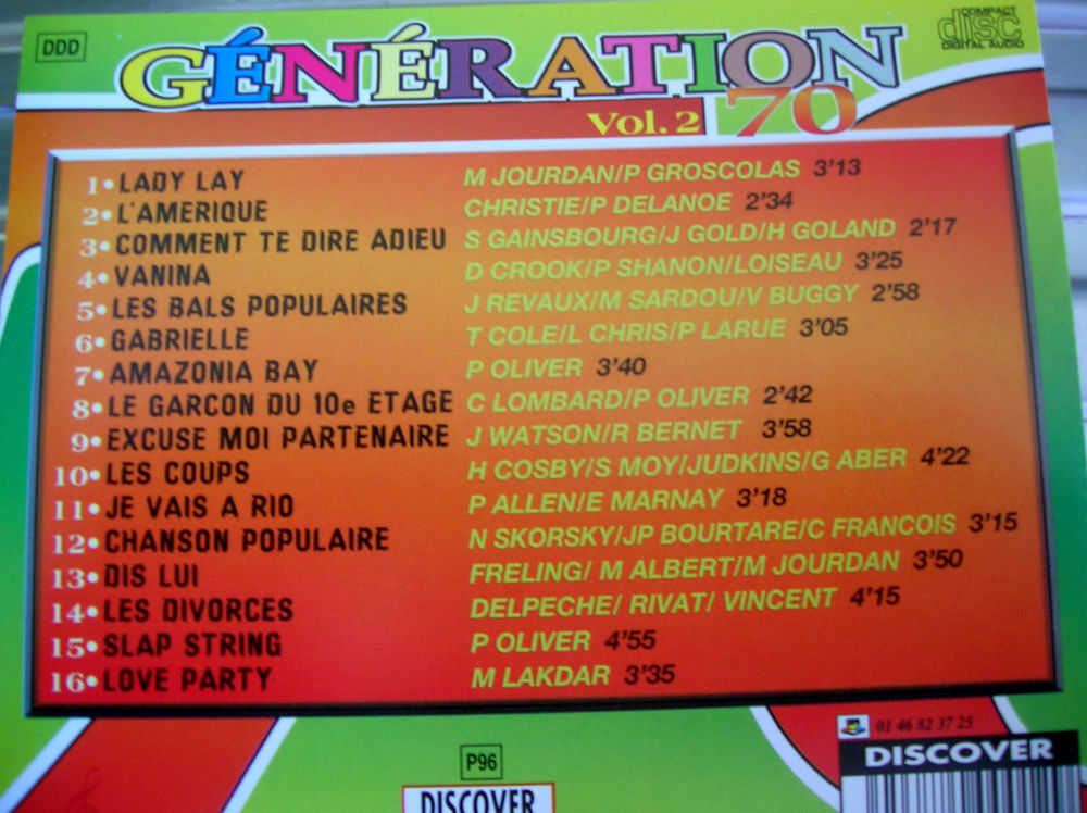 CD GENERATION 70 Vol. 2 par PAT BENESTA et ses chanteurs CD et vinyles