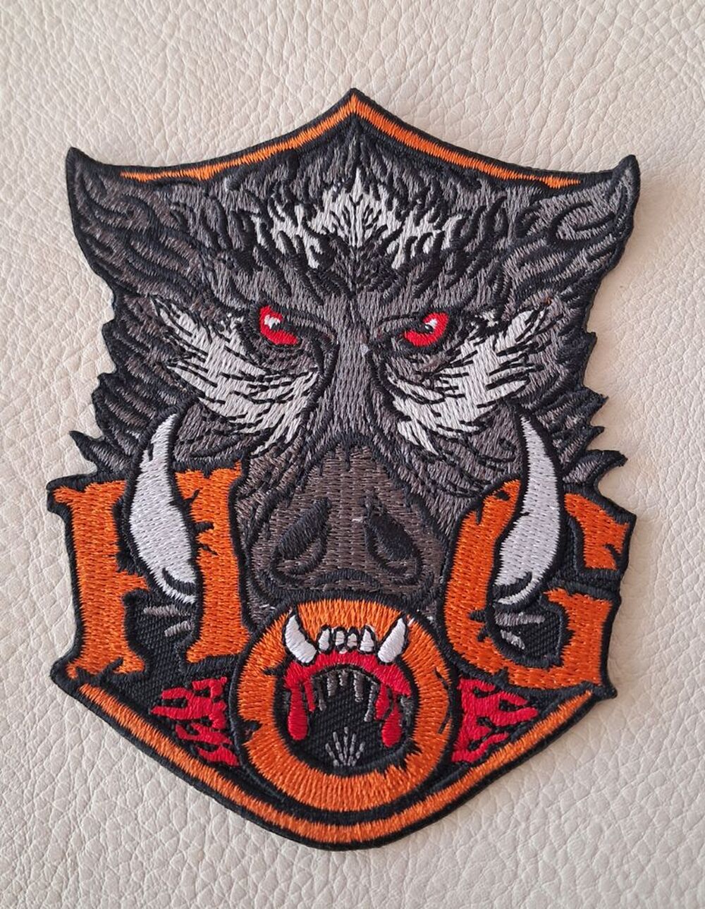 &eacute;cusson brod&eacute; patch harley davidson hog t&ecirc;te de sanglier 