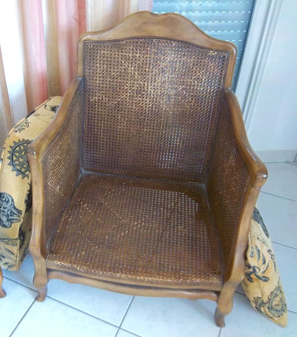 2 FAUTEUILS STYLE NAPOLEON III DOUBLE CANNAGE - EXC ETAT Meubles