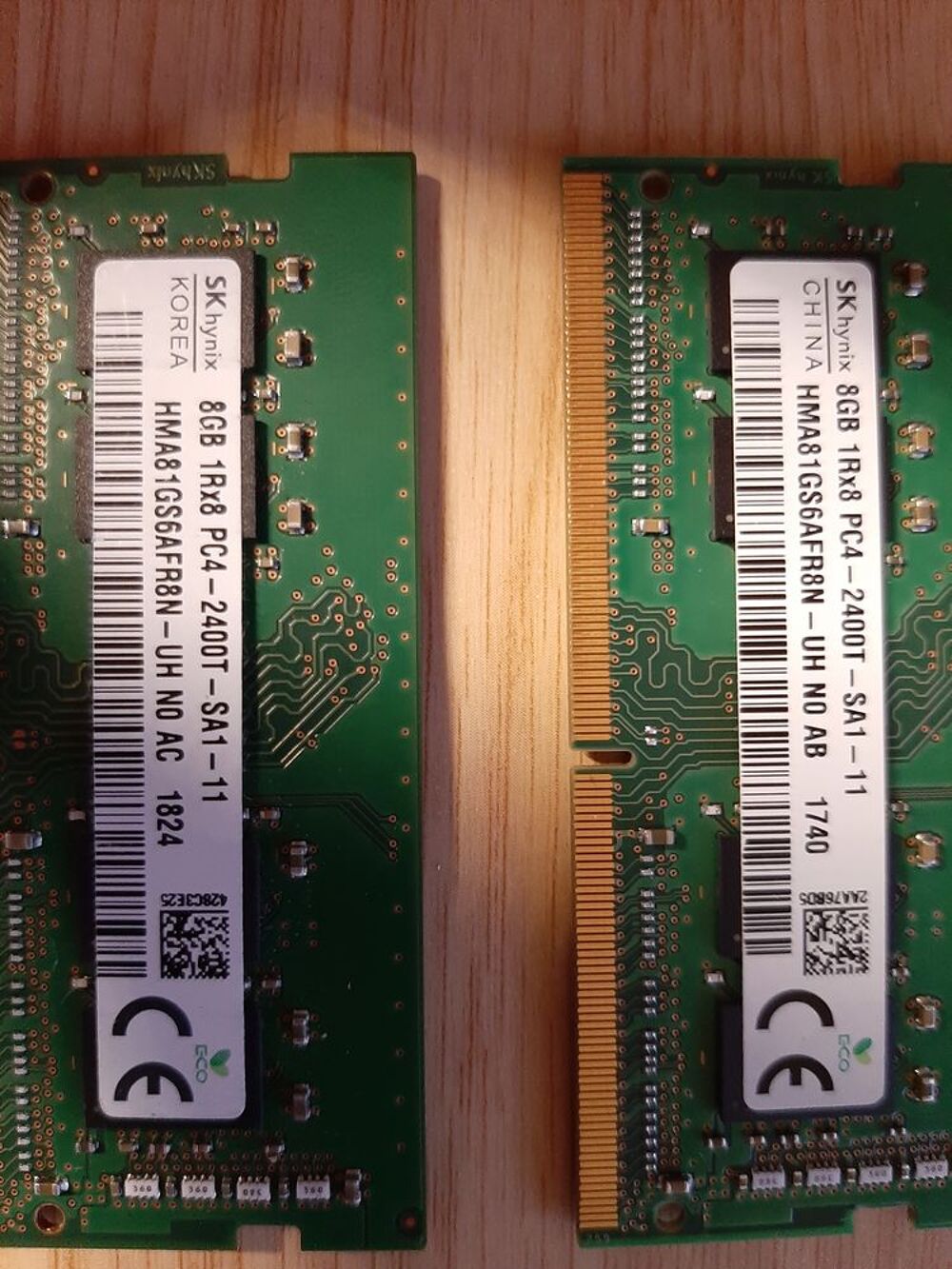 RAM DDR4 8GO 2666 des2400 et 2133 POUR PORTABLE LOT ou UNITE Matériel informatique