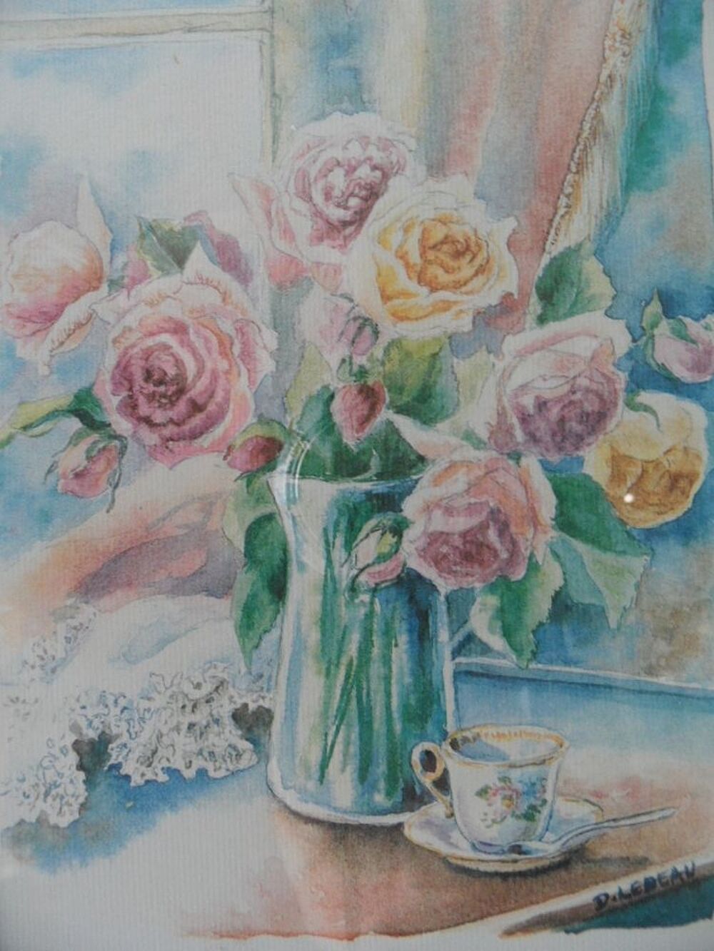 CADRE TABLEAU PEINTURE AQUARELLE DANIELLE LEBEAU art Décoration