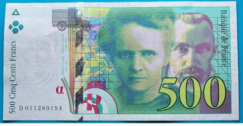 Billet de 500 Francs Pierre et Marie Curie 1994  Alph D 0112 15 Doullens (80)