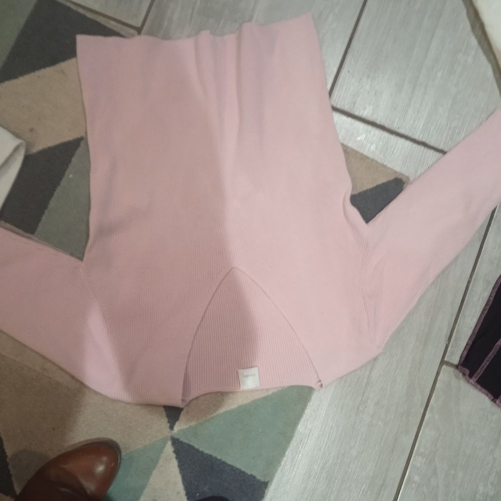 Petit pull rose marque Cama&iuml;eu T 40 manches 3/4 50 % coton e Vêtements