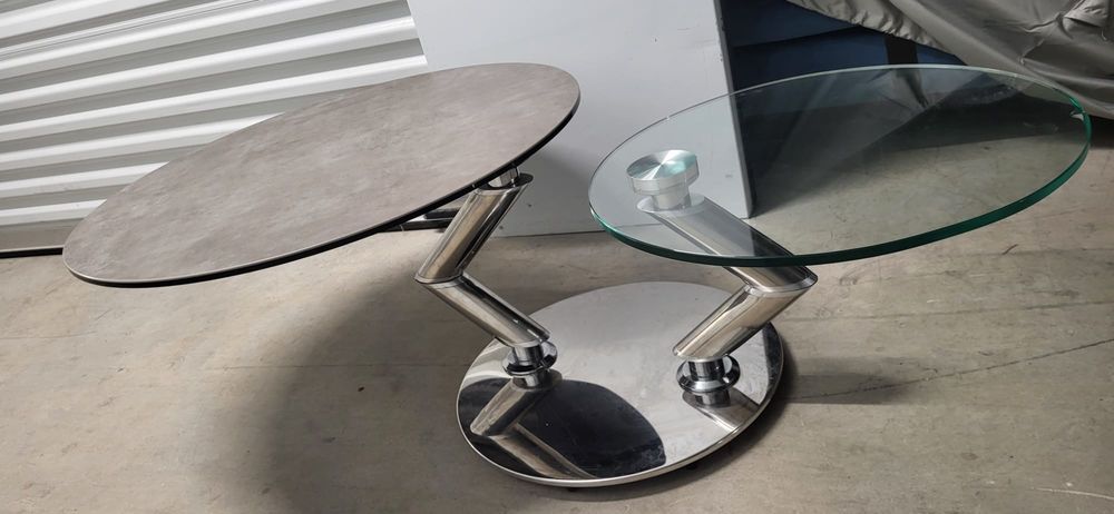 Table basse VEGA plateau c&eacute;ramique et verre Meubles