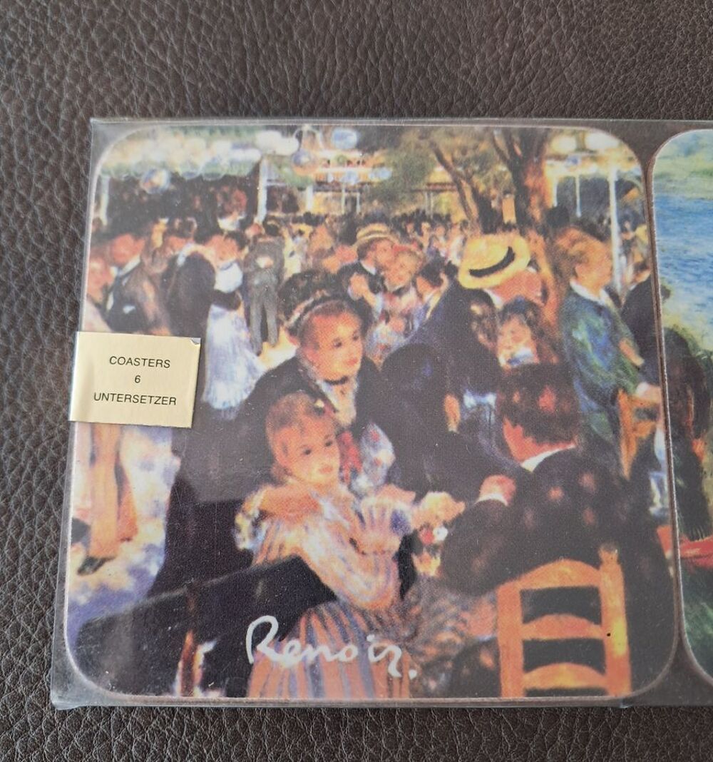 lot de 6 dessous de verre en li&egrave;ge illustr&eacute; par Renoir Cuisine
