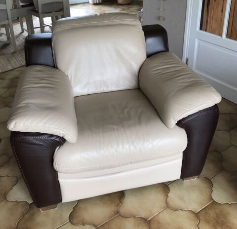 Fauteuil cuir beige et marron NEUF 180 Lille (59)