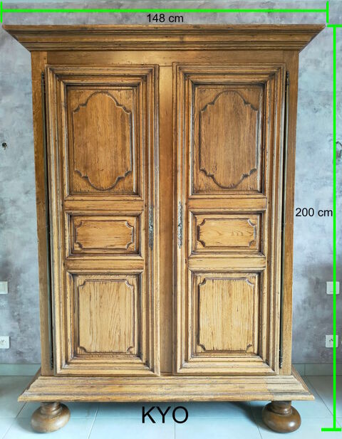 Armoire 2 portes battantes, tagres, bois massif chne 499 Foncine-le-Haut (39)