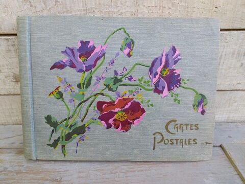 Ancien Album pour Cartes Postales Dcor Fleurs de Pavots 
35 Loches (37)