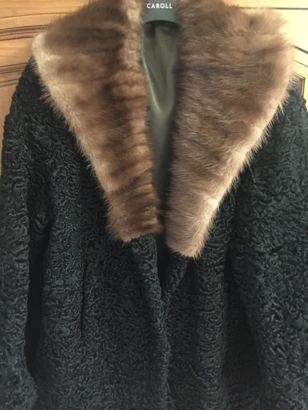 veste en astrakan. Col fourrure. Vêtements