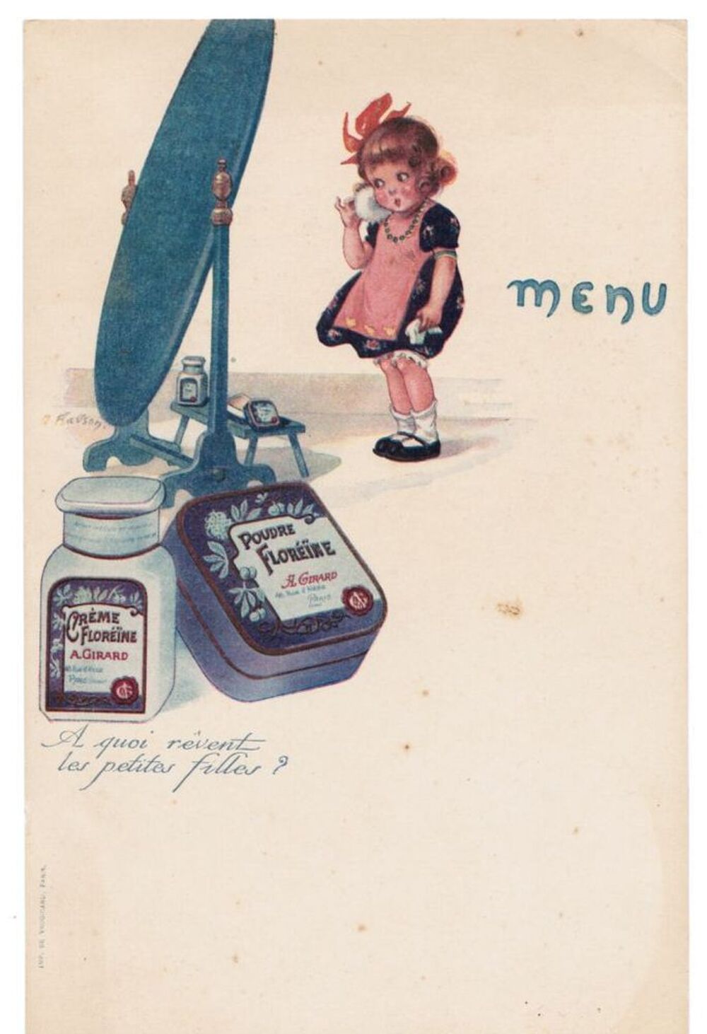 Menu cr&egrave;me Flor&eacute;&iuml;ne A. GIRARD 