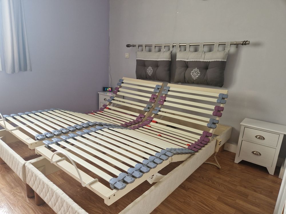 Sommier &eacute;lectrique &agrave; t&eacute;l&eacute;commande 80 x 200
avec matelas Meubles