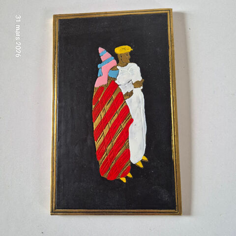 Petit tableau d'art marocain, en métal repoussé et peinture 15 Aubusson (23)