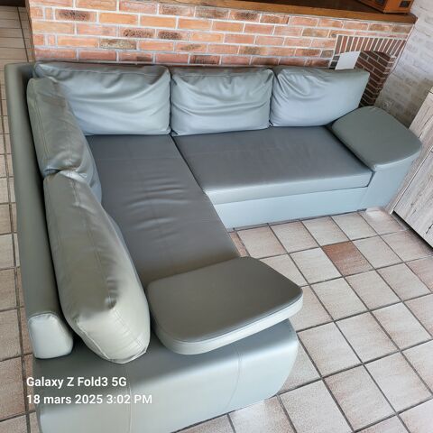   canap lit  matire  simili cuir  gris   200 Vitr (35)