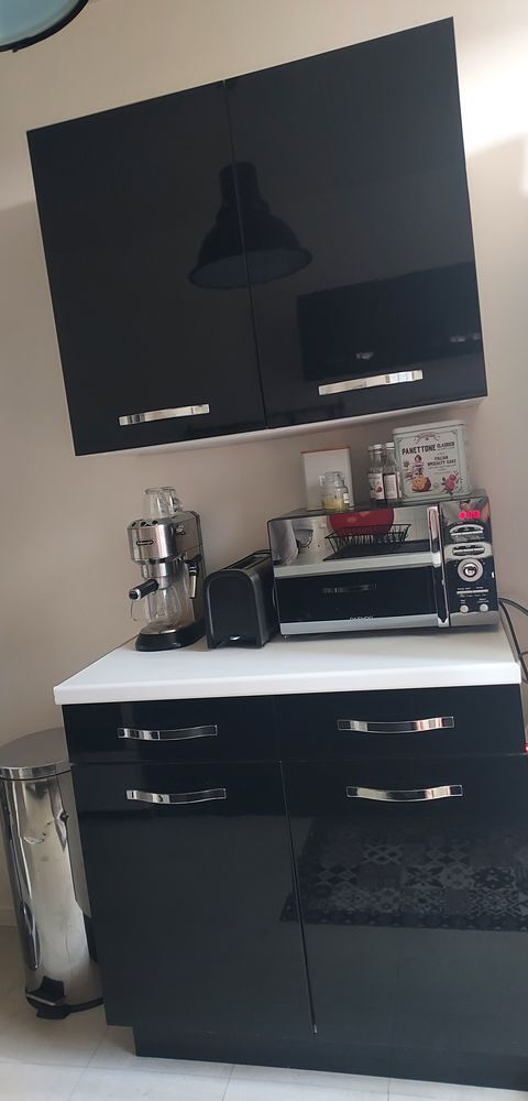 Meubles Cuisine noir laqu et blanche 300 Gennevilliers (92)