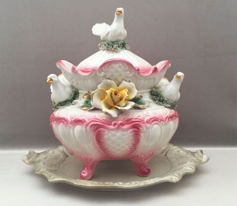 PLAT DE SERVICE SOUPIÈRE ANCIENNE FAÏENCE ROCOCO KITCH Art 89 Marseille 11 (13)