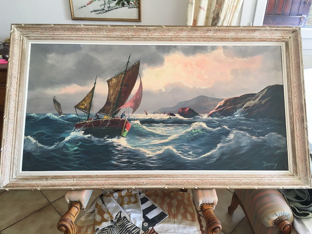 Grand tableau PAYSAGE MARIN sign&eacute; DUPREY Décoration