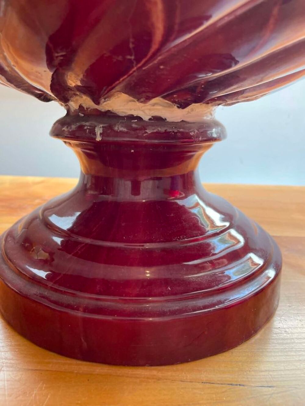 cache Pot a d&eacute;cor de godrons torsad&eacute;s en c&eacute;ramique &eacute;maill&eacute;e 