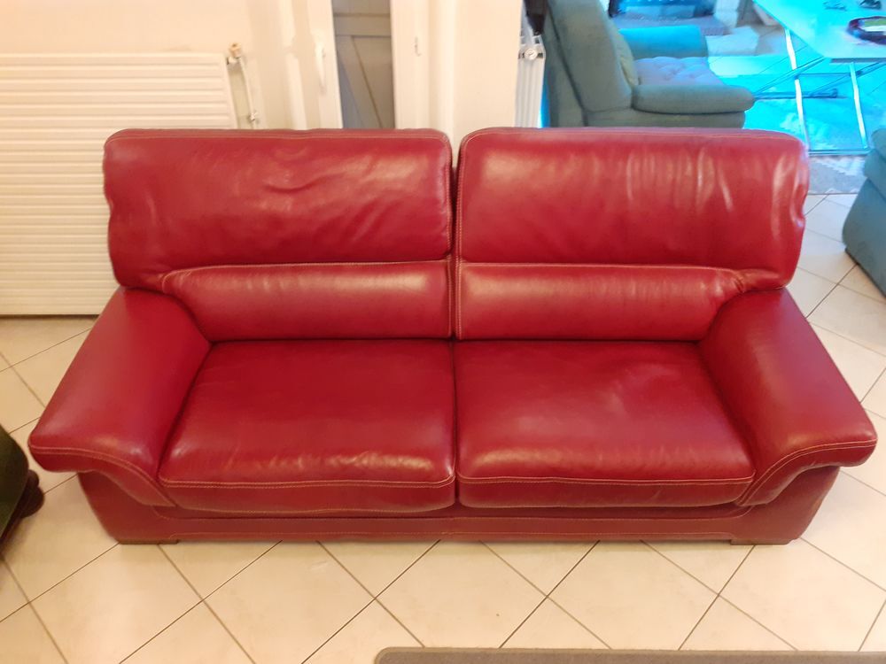 Canap&eacute; fixe Cuir pleine fleur Rouge 500€ Meubles