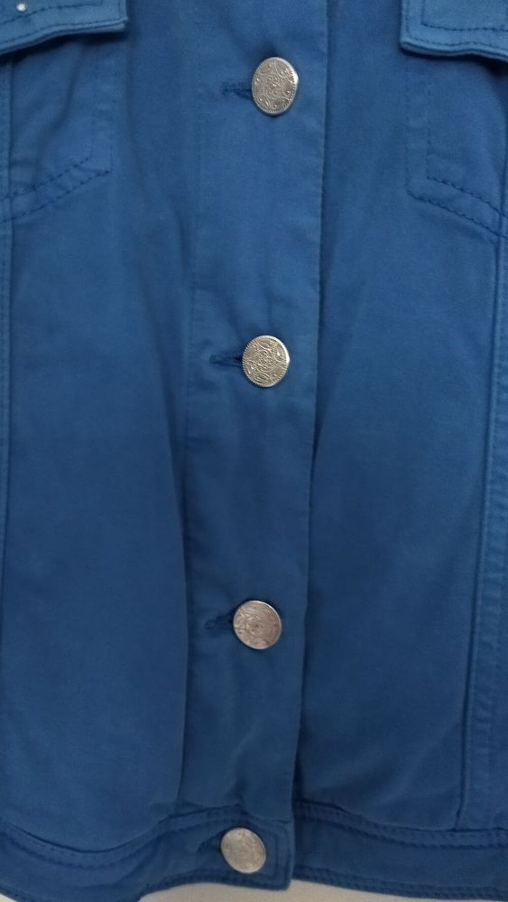 Blouson court effet peau de p&ecirc;che ? bleu Vêtements