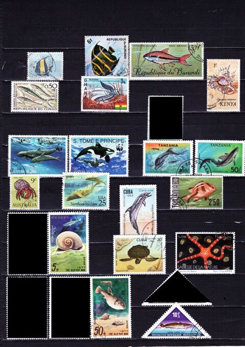 lot de 31 timbres du MONDE sur la FAUNE AQUATIQUE 2 Les glisottes-et-Chalaures (33)