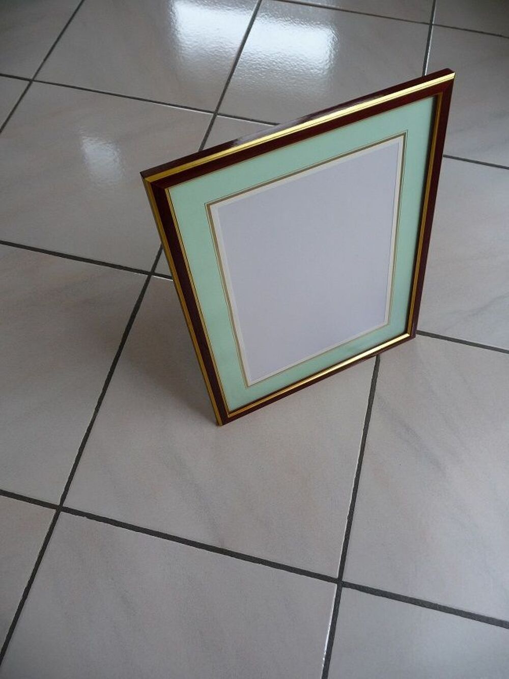 Cadre baguette acajou double filet dor&eacute; - Neuf Décoration