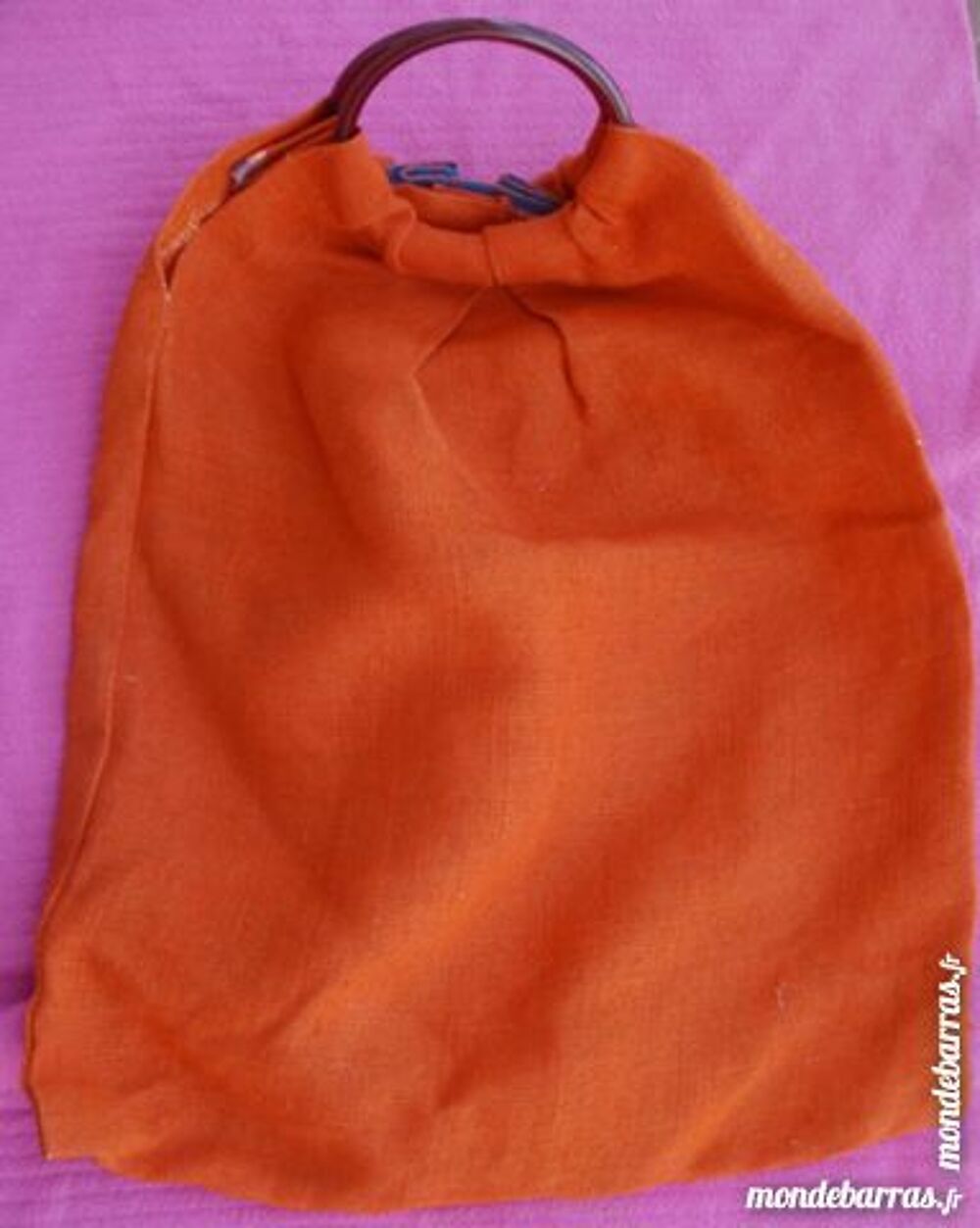 Grand SAC orange en toile de jute Maroquinerie