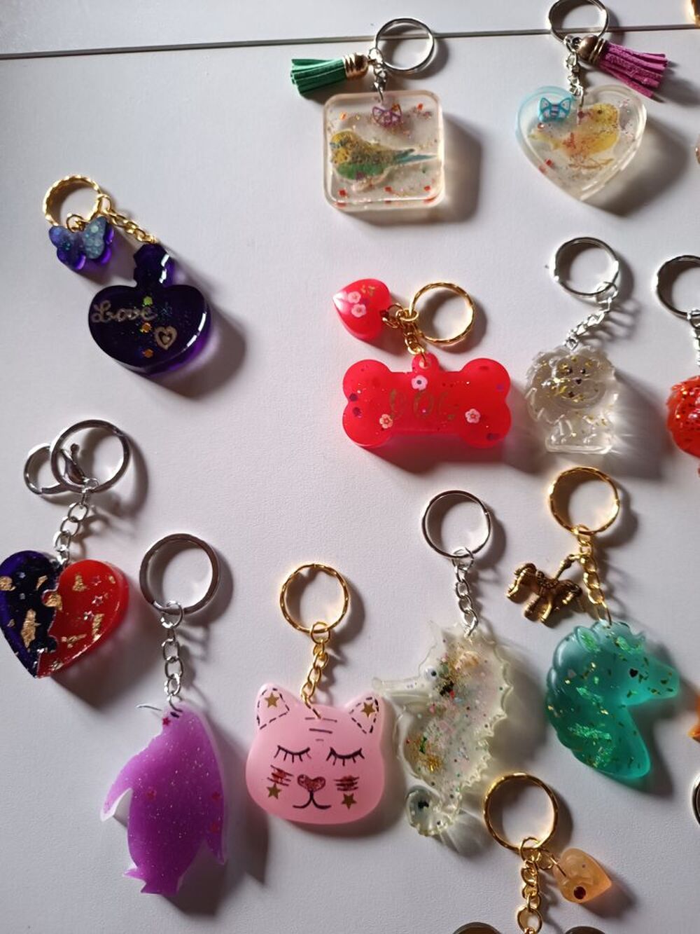Porte cl&eacute; mignon animaux, en r&eacute;sine artisanale Bijoux et montres