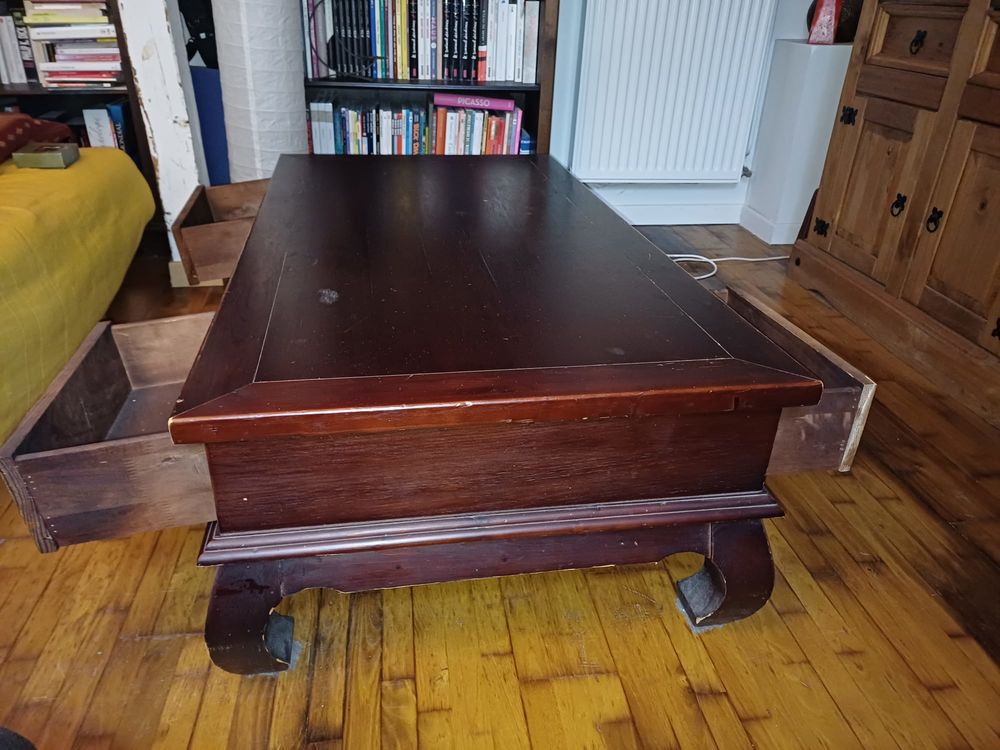 Table basse style oriental bois sombre Meubles