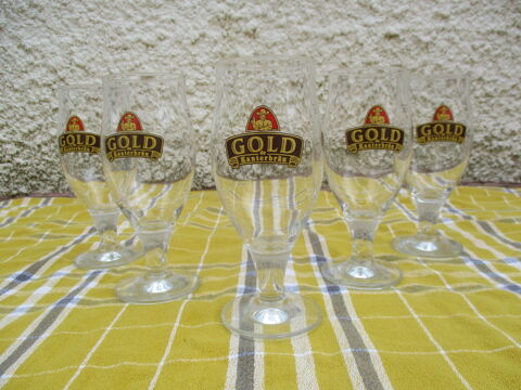 Lot de 5 Anciens Verres  Pied  Gold de Kanterbru  de 25cl 14 La Fert-Alais (91)