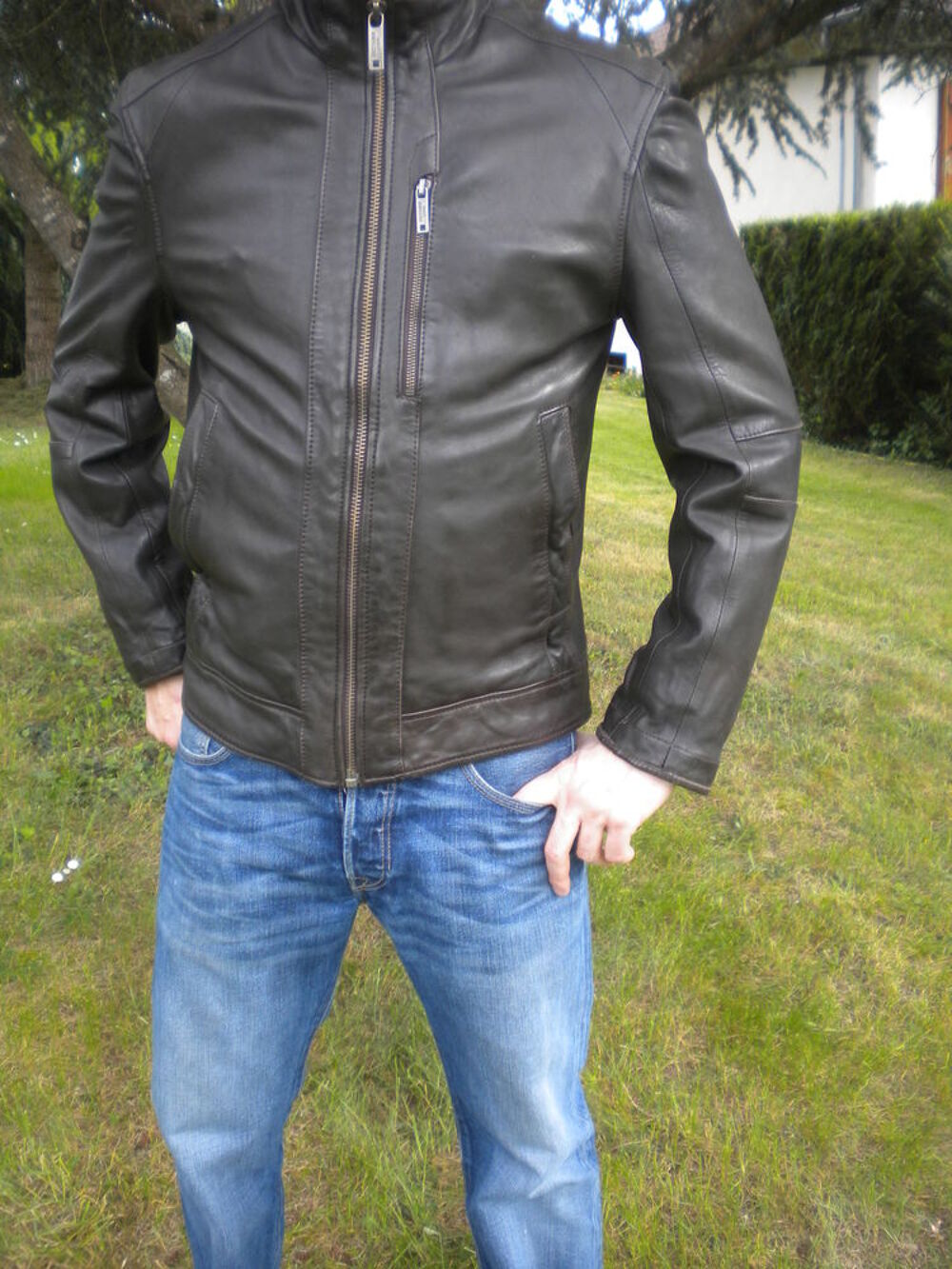 Magnifique blouson biker en cuir CHEVIGNON (M) Vêtements