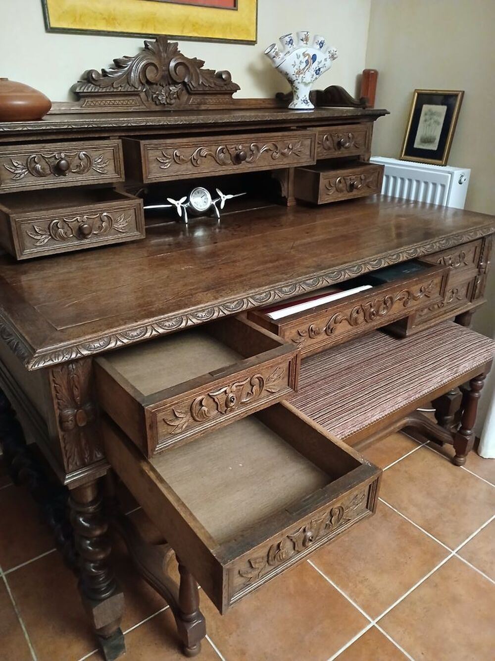 Bureau ancien style Louis XIII Meubles
