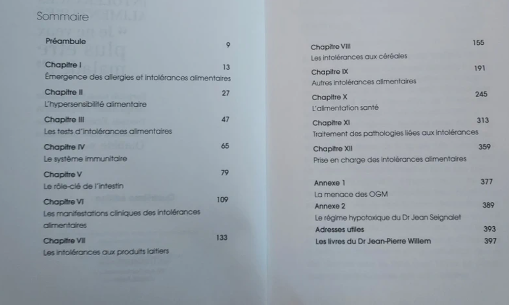 Livre Dr Jean-Pierre Willem "les intol&eacute;rances alimentaires Livres et BD