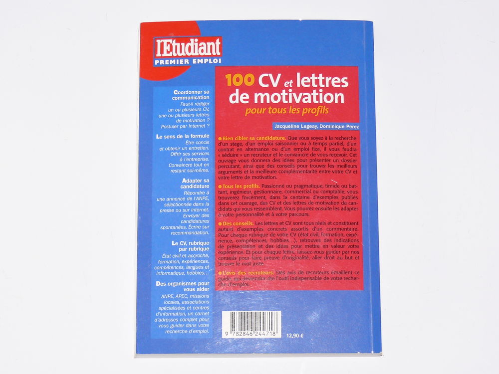 Livre: "100 CV et lettres de motivation" Livres et BD
