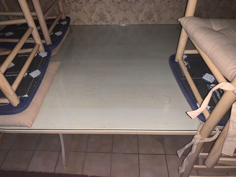 Table contre plaque avec verre sur mesure abm +6 chaises 70 Cazaubon (32)