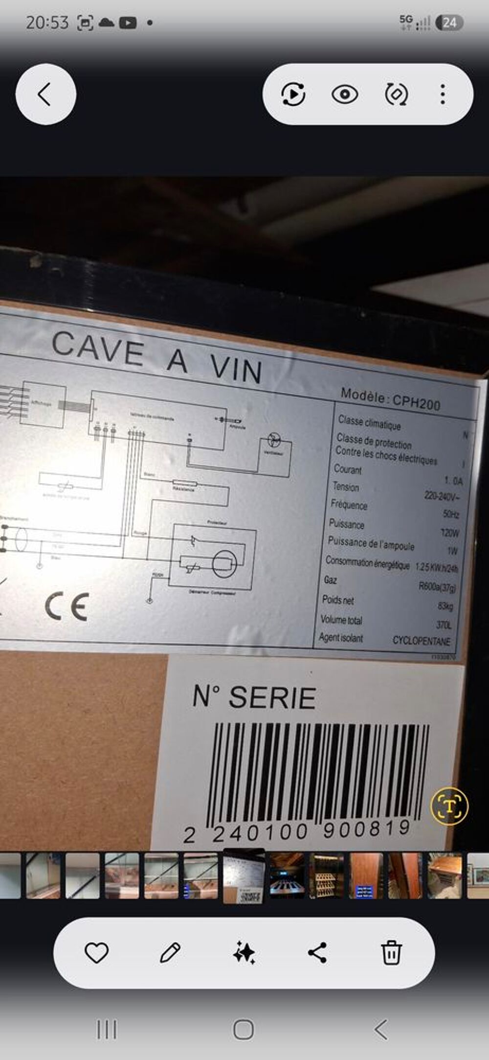  cave &agrave; vin la sommeli&egrave;re Electroménager