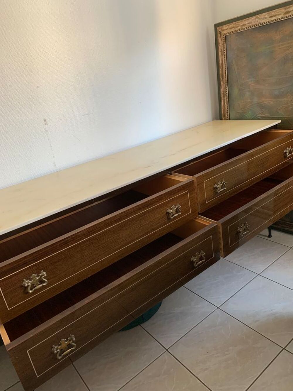 SOMPTUEUX ENFILADE/COMMODE/BAHUT BOIS : MARBRE &amp; BOIS NOBLE Meubles