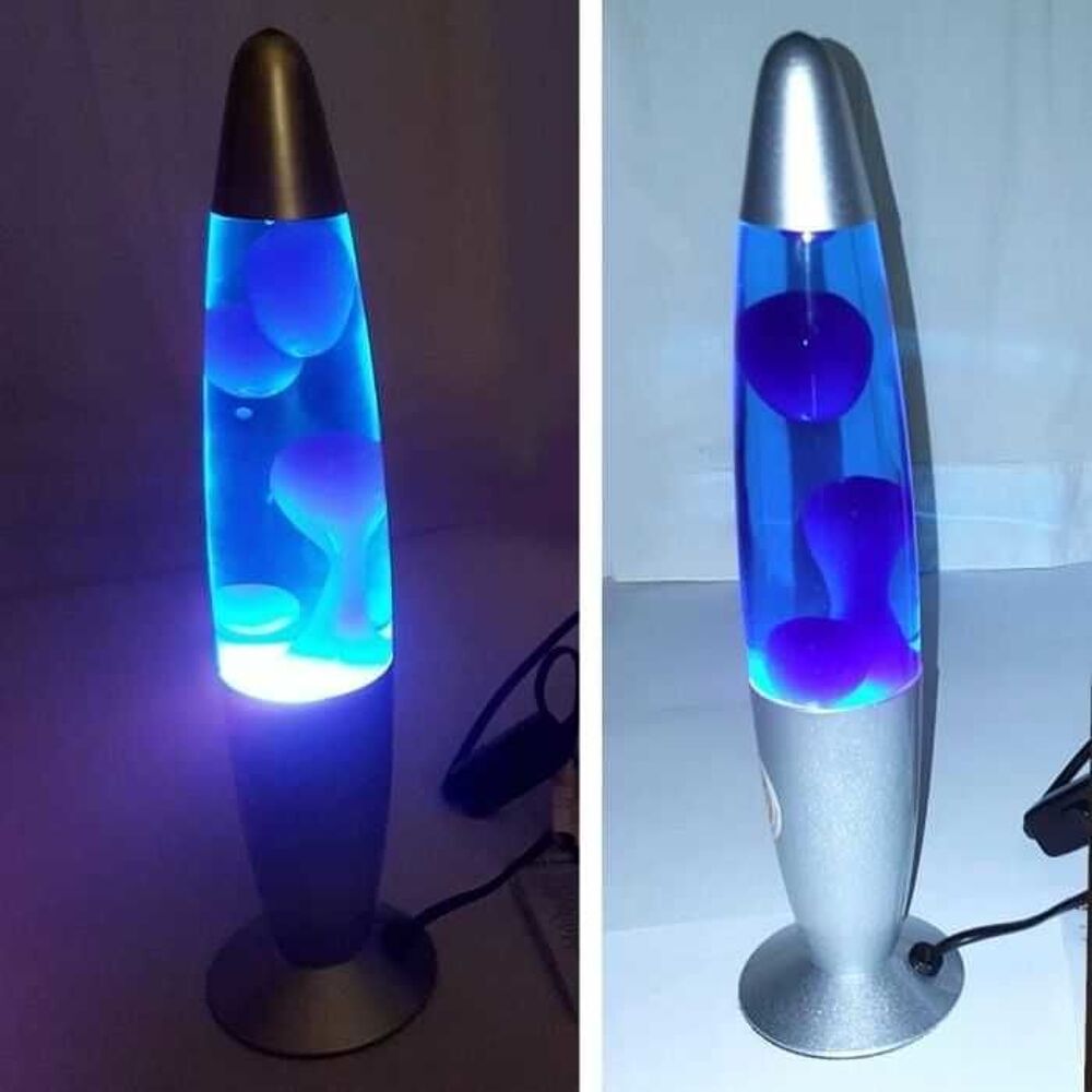Lampe argent&eacute;, lave bleu-violet, NEUF Dcoration