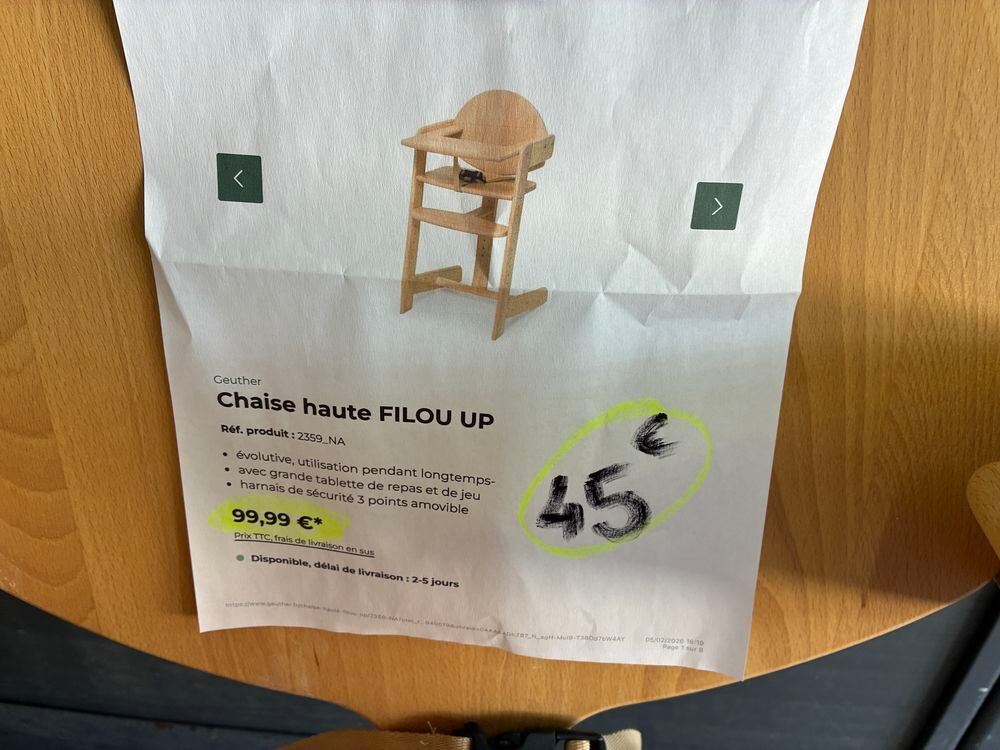 Chaise haute pour b&eacute;b&eacute; Mobilier enfants