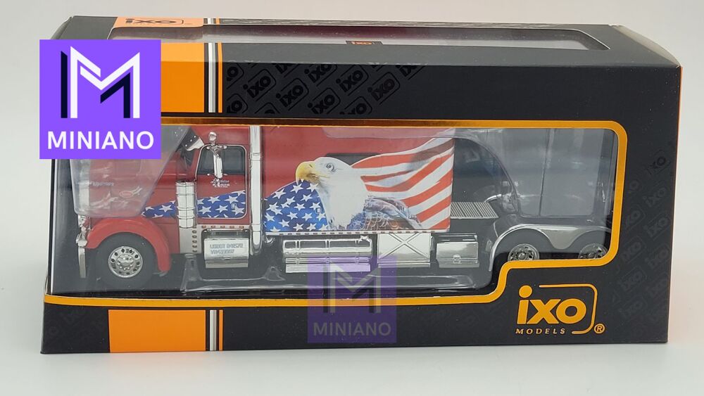 CAMION PETERBILT 379 CUSTOM 2002 ROUGE AVEC DRAPEAU AIGLE 