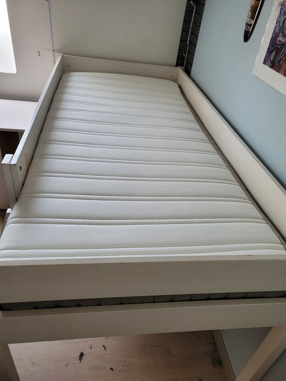 Lit combin&eacute; bureau 90x190 mi hauteur blanc Meubles