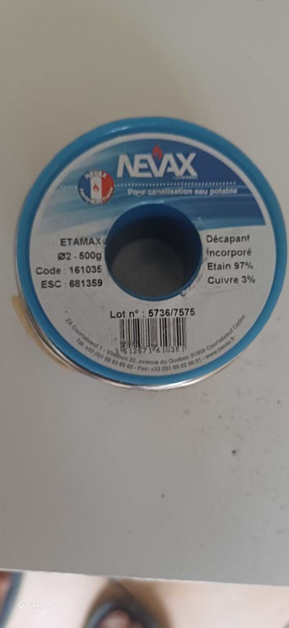 bobine de soudure &eacute;tain nevax 500 g neuf Bricolage