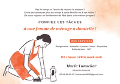   Femme de ménage domicile  