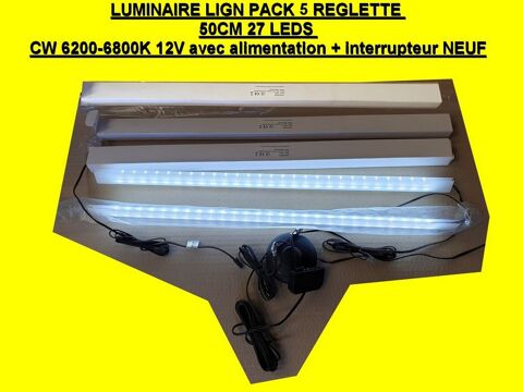 Luminaire lign pack 5 reglette 50cm 27 leds cw 6200-6800k 45 Bourseul (22)
