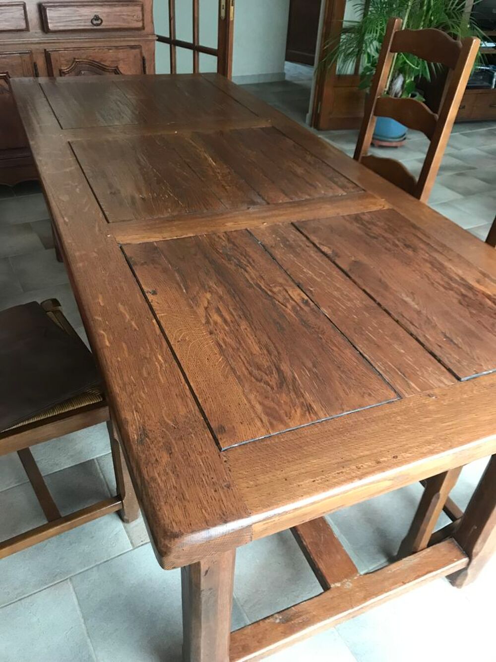 Table salle &agrave; manger(2,24x90,x4cm d'&eacute;paisseur +2 allong&eacute;s + Meubles