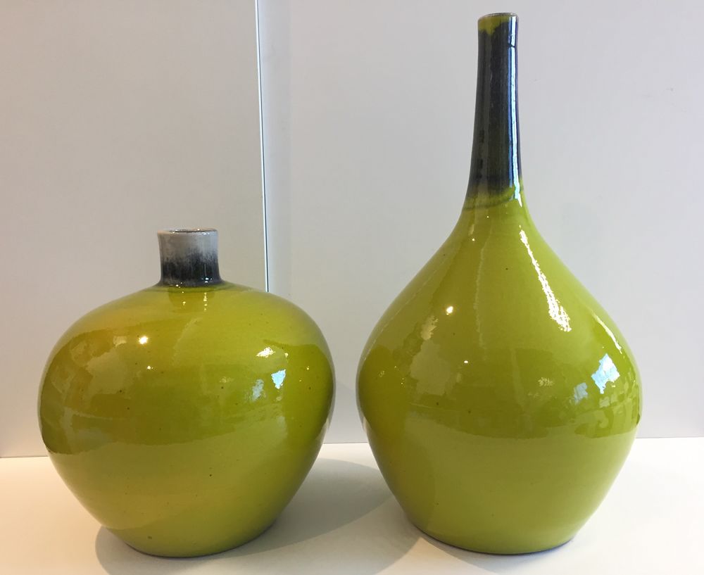Gros Vases C&eacute;ramique &Eacute;maill&eacute;e Craquel&eacute;e Art Design Vert Pom Dcoration